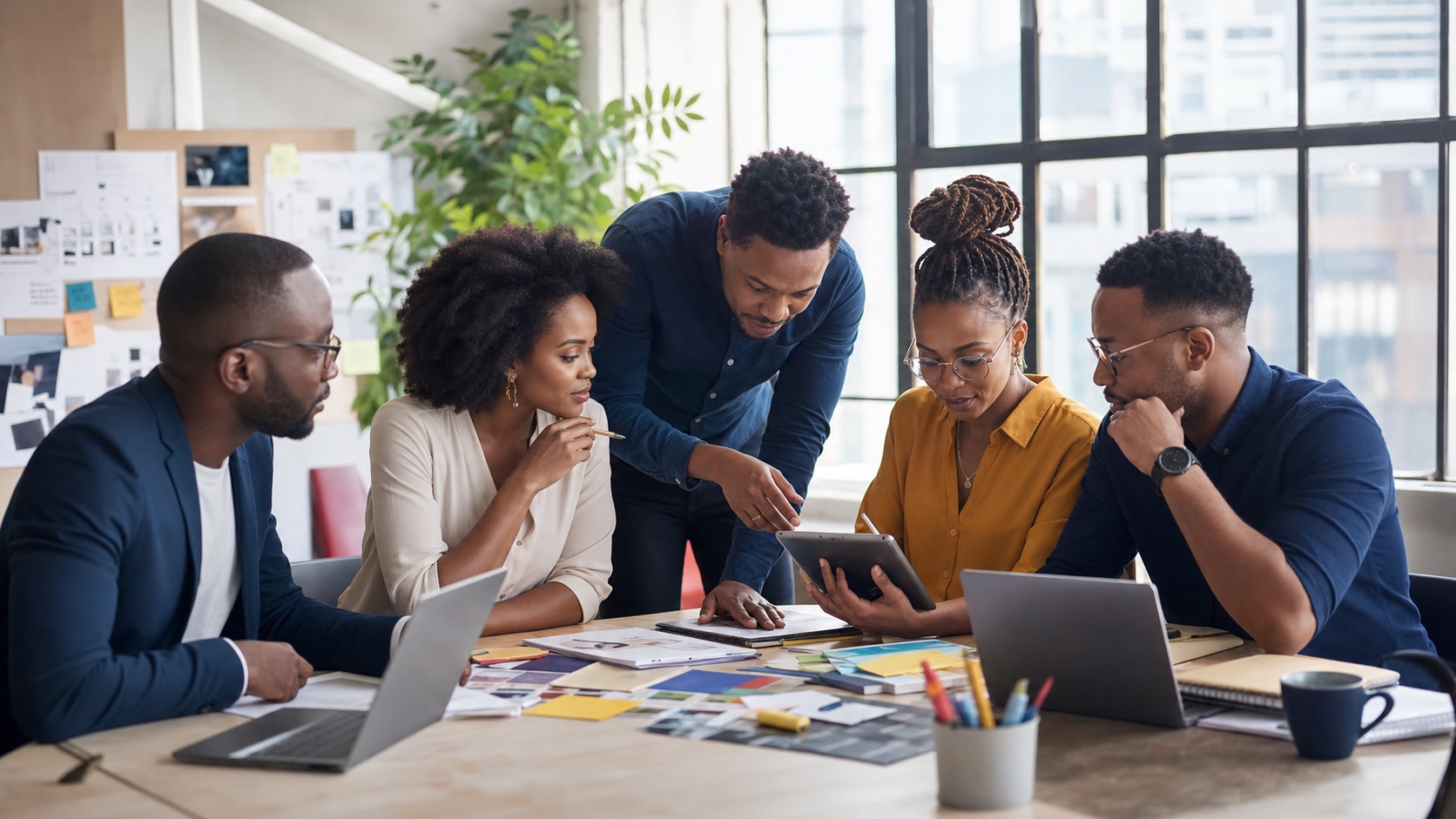 Business team collaborating in an international working environment